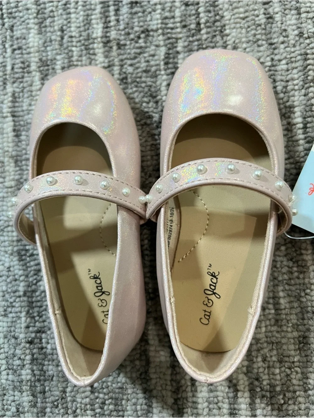 Cat & Jack Pink Pearl-Trim Mary Jane Dress Shoes Size 6